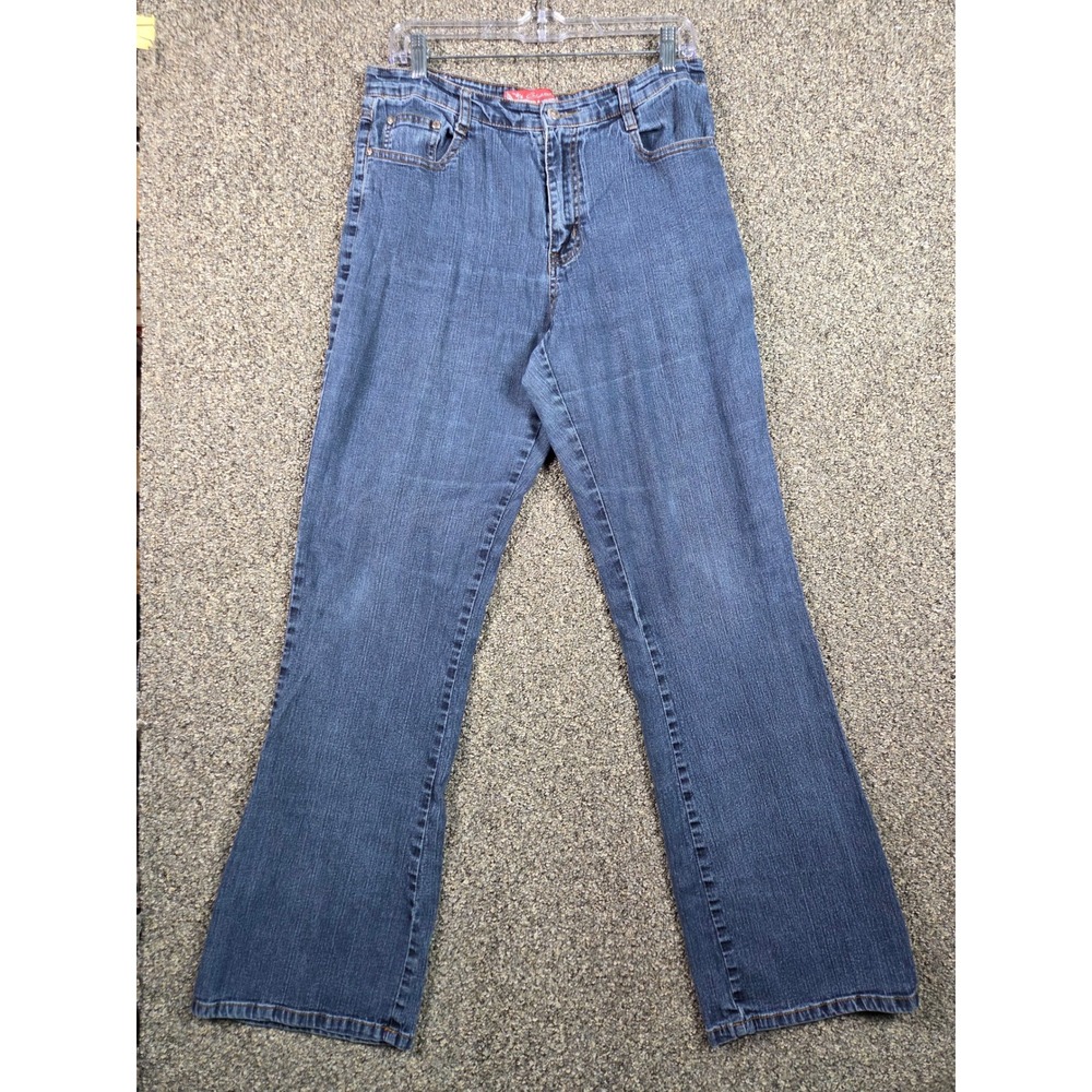 Cos Jeans Bootcut Denim Women Size 12 Blue Embroidered Rhinestone LH8258-F - Picture 2 of 13